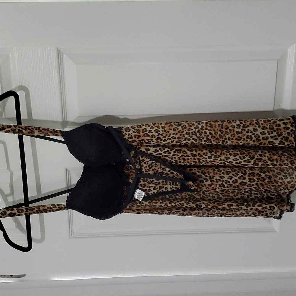 NWT CINEMA ETOILE 3 PC MARC LEOPARD PRINT CHEMISE, THONG, ROBE MEDIUM - Picture 2 of 7